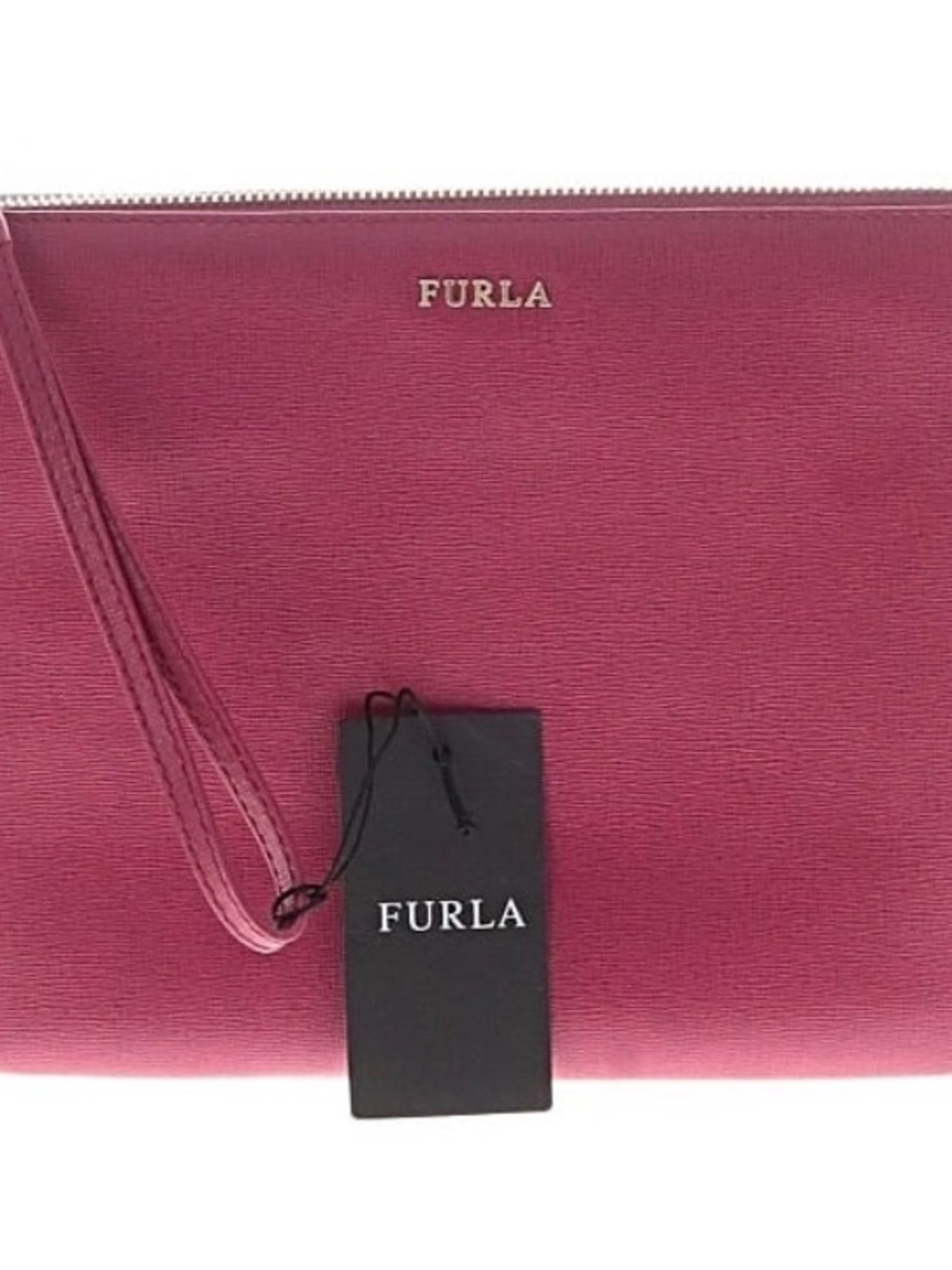 Furla Raspberry Pink Leather Wristlet Clutch